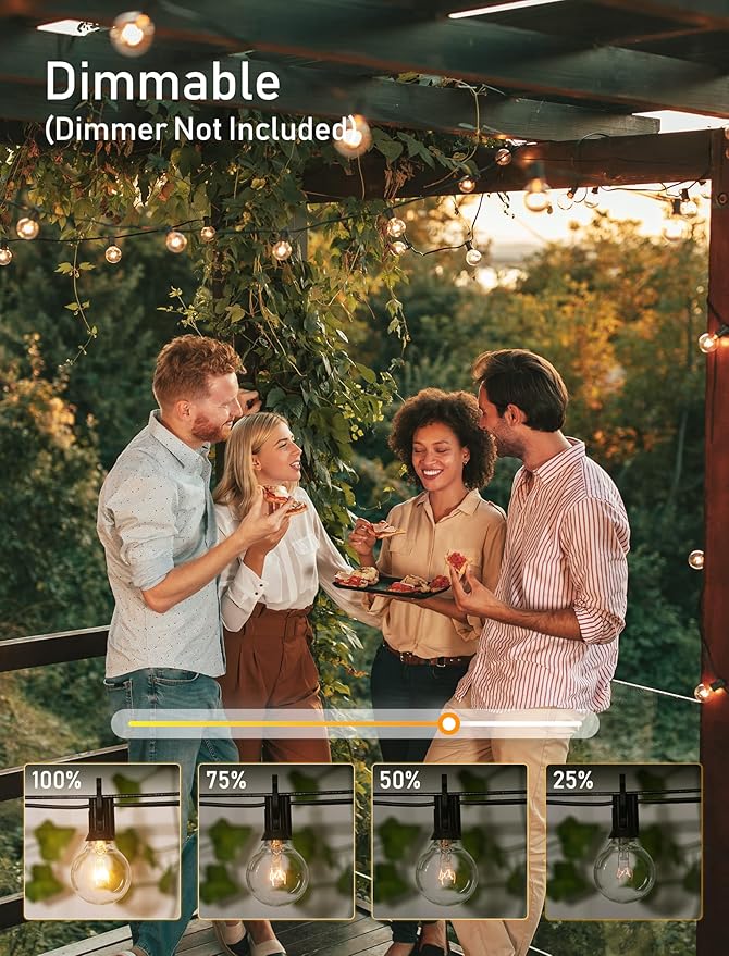Brightown Outdoor String Lights 30FT G40 Globe Patio Lights - Image 3