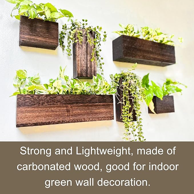 LaLaGreen Wood Planter Box for Plants Wooden Hanging Wall Planters for Indoor - Image 4