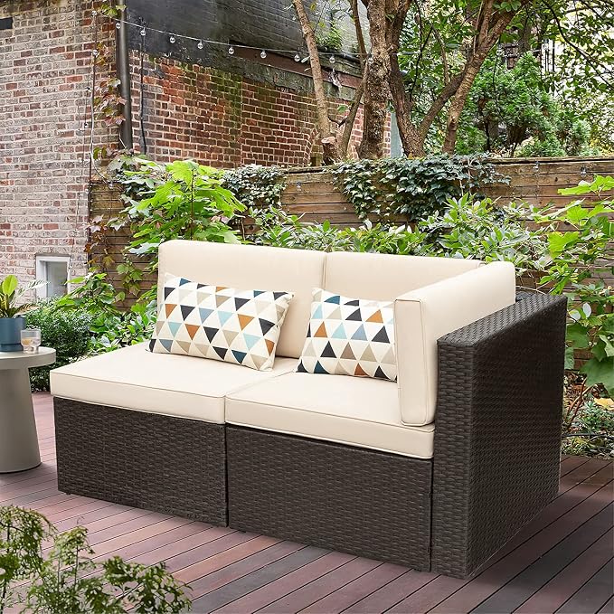 Devoko Patio Furniture Sofa Sets Outdoor All-Weather Sectional Corner Sofa and - Image 8