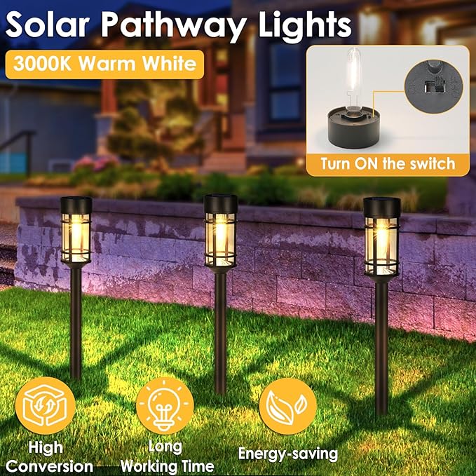 Mancra Solar Pathway Lights, 8 Pack LED Solar Lights Outdoor Waterproof - Image 3