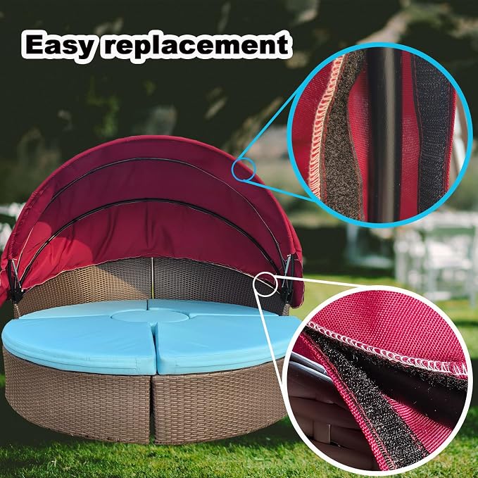 Patio Daybed Canopy Replacement Top, Retractable Top Cover - Image 4