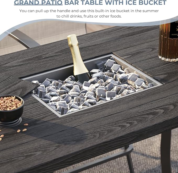 Grand patio 5-Piece Counter Height Patio Bar Set, Swivel Bar Stools and Faux - Image 2