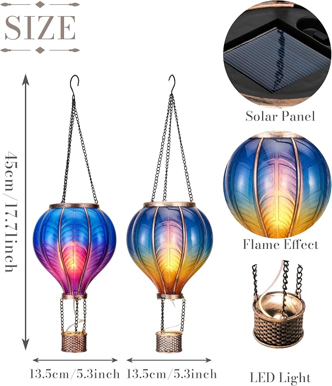 TERESA'S COLLECTIONS 2 Pack Hanging Solar Lantern Outdoor Garden Decor - Image 4