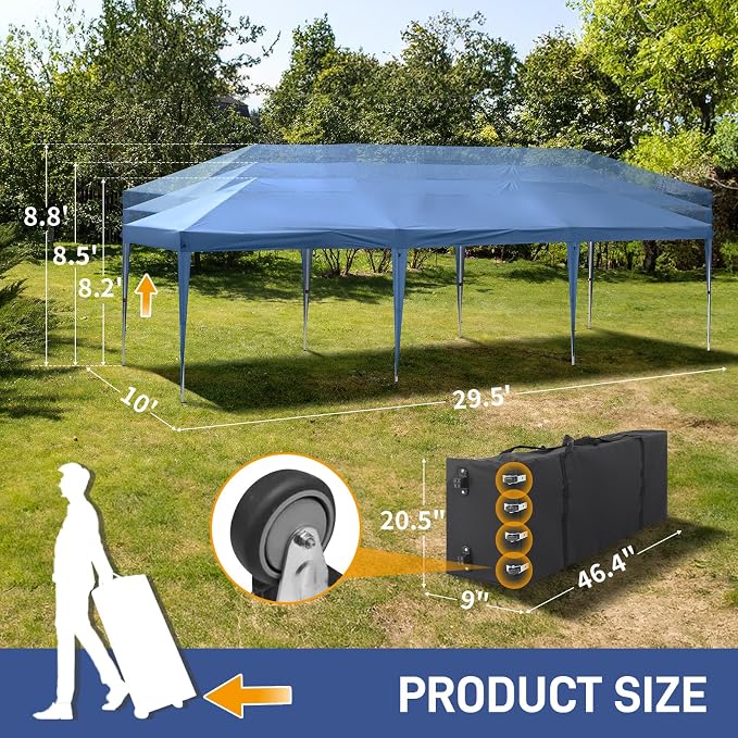 Outvita 10x30ft Ez Pop Up Canopy, Portable Instant Canopy Tent - Image 2