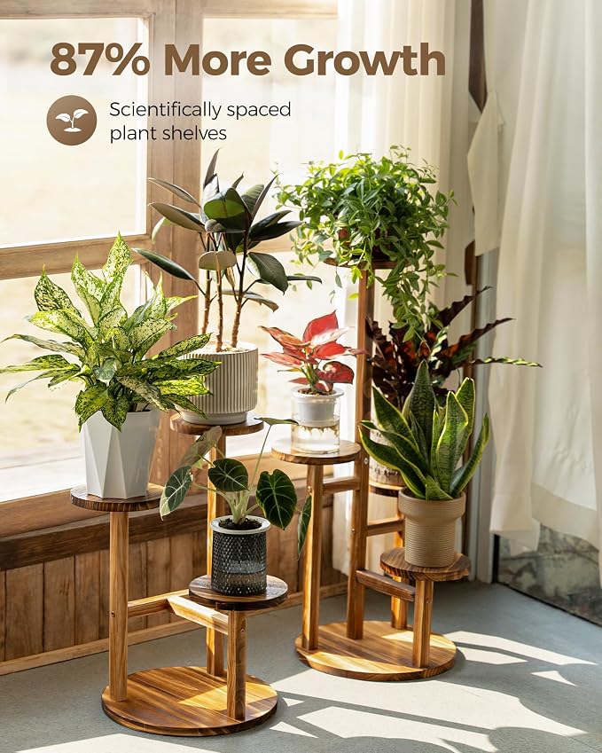 Bamworld Plant Stand Indoor Plant Shelf 4 Tier Wood Plant Stand - Image 6