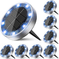 Peasur Mini Solar Ground Lights Outdoor, 8 Pack Flat Solar Powered Disc Lights by Peasur