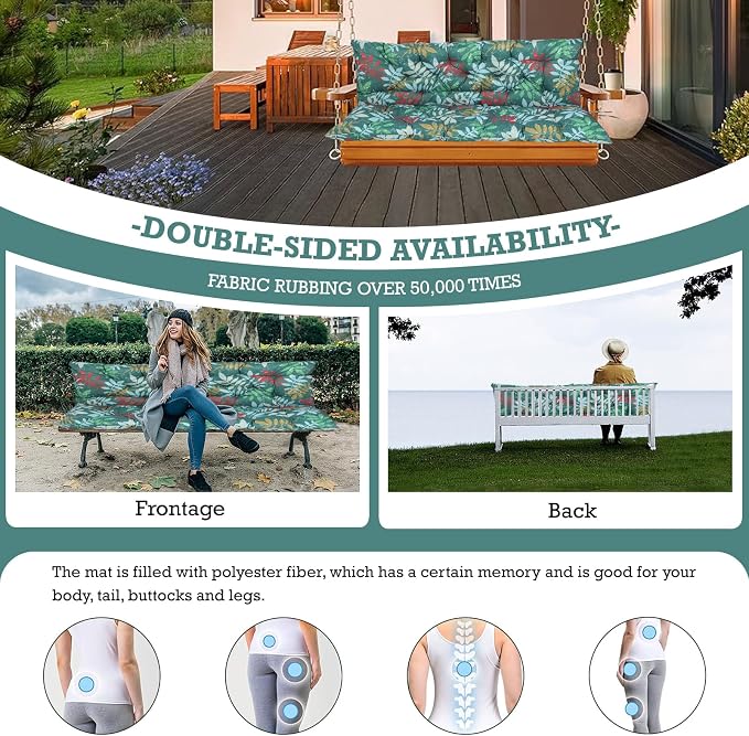 Outside Benches Cushion with Backrest, Thicken Waterproof Swing Cushions 2/3 - Image 3