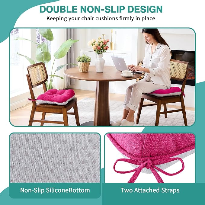 BETU Chair Cushions for Dining Chairs Set of 4, 3.5" Thick Kitchen Table Chair - Image 2