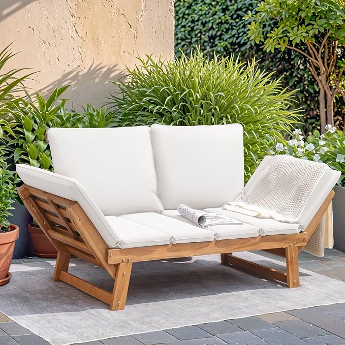 Devoko Outdoor Couch Acacia Wood Patio Couch by DEVOKO