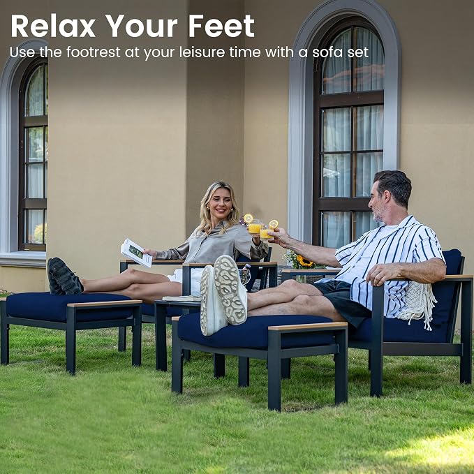 Sundale Outdoor 2 Pieces Aluminum Patio Ottoman, Outdoor Footstool - Image 4