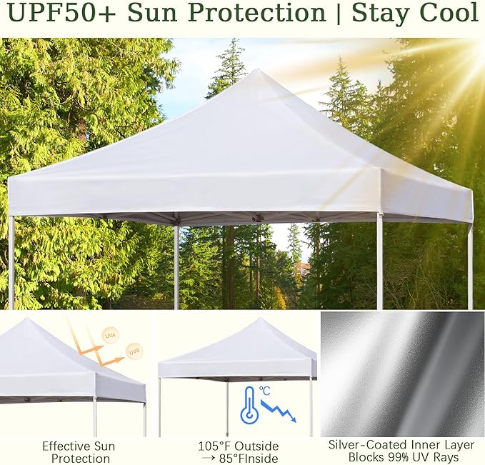 LIUJIAYI Pop Up Canopy Replacement Top, 8x8 Heavy Duty 500D UV Protection - Image 4