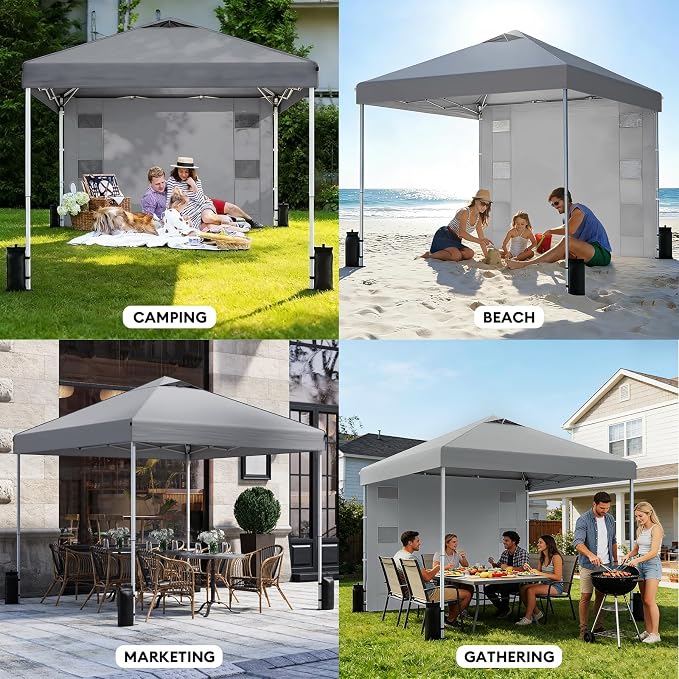 10x10 Pop Up Canopy with Sidewalls, Instant Heavy Duty Canopy Tent - Image 6