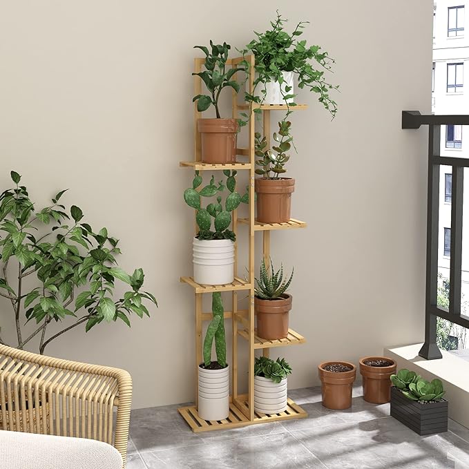 Laiensia Bamboo Plant Stand Rack 6 Tier, Indoor&Outdoor Planter Display Shelves - Image 4