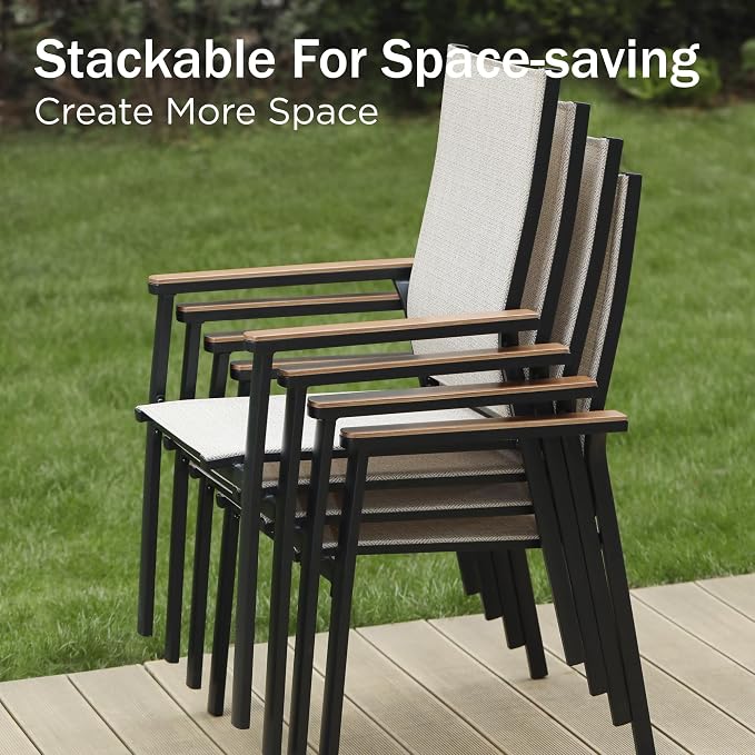 PHI VILLA 7 PCS Outdoor Dining Set, Patio Metal Furniture Set - Image 2