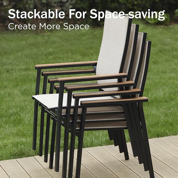 PHI VILLA 7 PCS Patio Dining Set, Aluminum Outdoor Furniture, Patio Table and - Image 2
