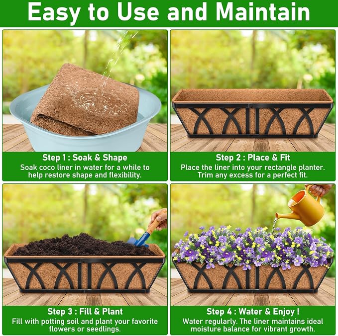 Riare 4 Pack 24 Inch Rectangle Coconut Liners - Image 4