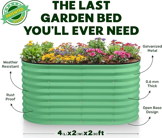 Plant & Plot Galvanized Raised Garden Beds Outdoor // 4×2×2 ft Planter Raised - Image 5