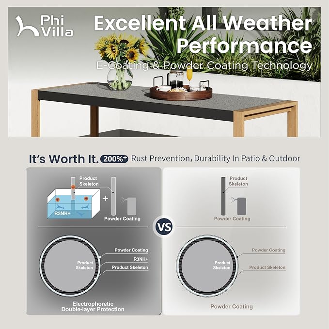PHI VILLA Outdoor Bar Table for 2-4 Person - Image 3