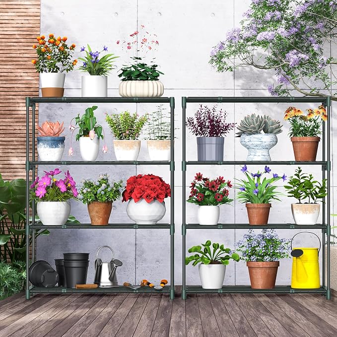 Ohuhu Plant Greenhouse Shelves 4 Tier 2 Pack Extra-Wide Stable Green House - Image 2