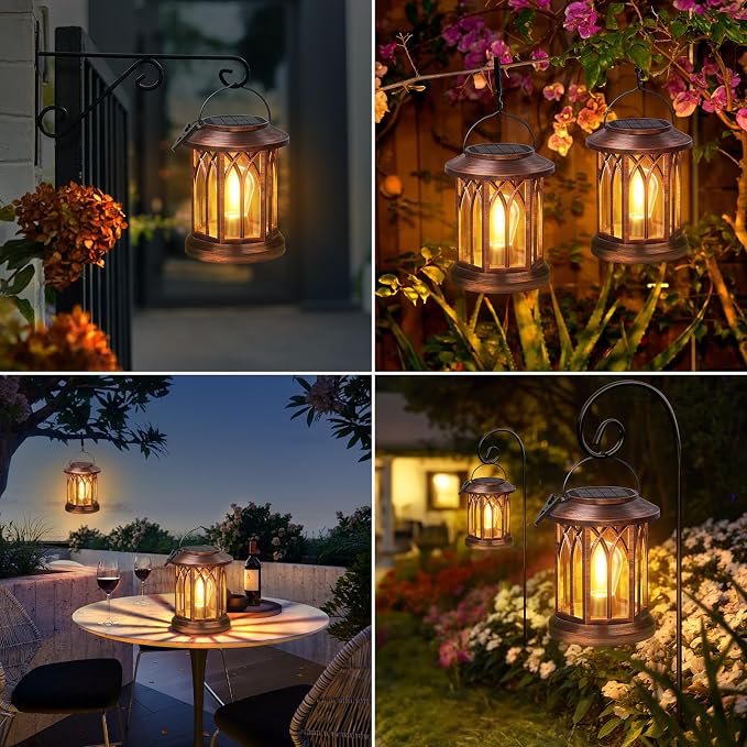 WdtPro Solar Lanterns Outdoor Hanging 4 Pack, Upgraded Bright Solar Lantern - Image 7