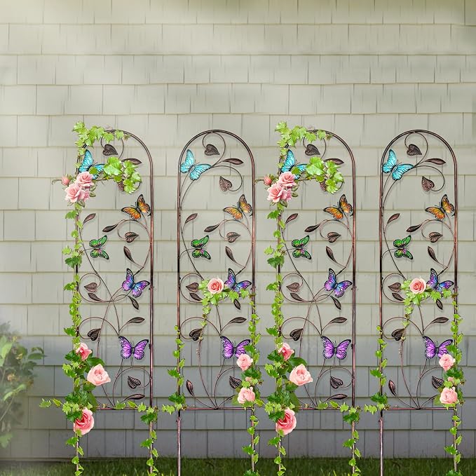 aboxoo Set of 4 Packs Butterfly Metal Garden Trellis - Image 4