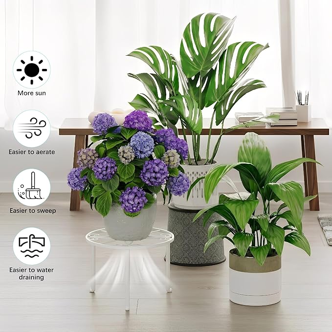5 Pack Heavy Duty Rustproof Iron Flower Pot Stand Holder Indoor Outdoor Pot - Image 4