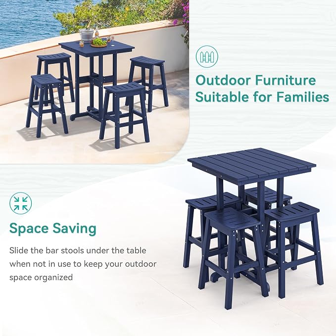 37.5" H Outdoor Bar Table，HDPE Bar Height Table - Image 5