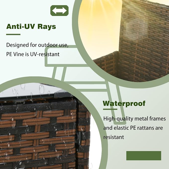 PayLessHere 4 Pieces Patio Furniture Set Rattan Outside Furniture Wicker Sofa - Image 3