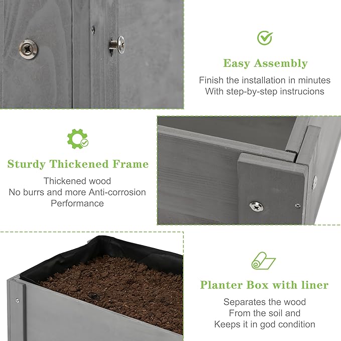 Raised Garden Bed with Legs, Outdoor Wood Elevated Planter Box, Thick Legs - Image 5
