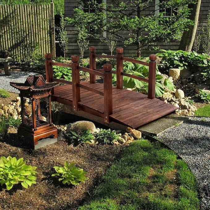 5 ft Garden Bridge, Classic Wooden Arch - Image 9