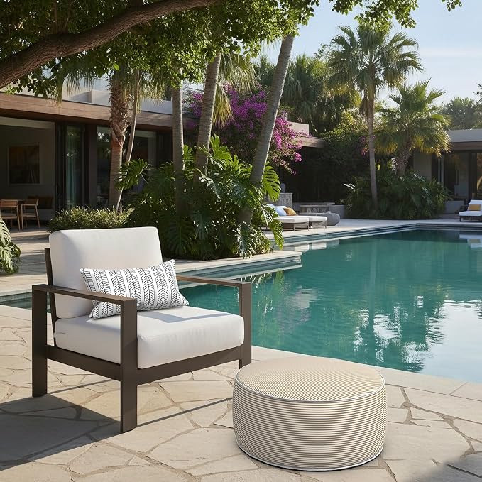LVTXIII Outdoor Inflatable Ottoman, Portable Round Ottoman Pouf - Image 2