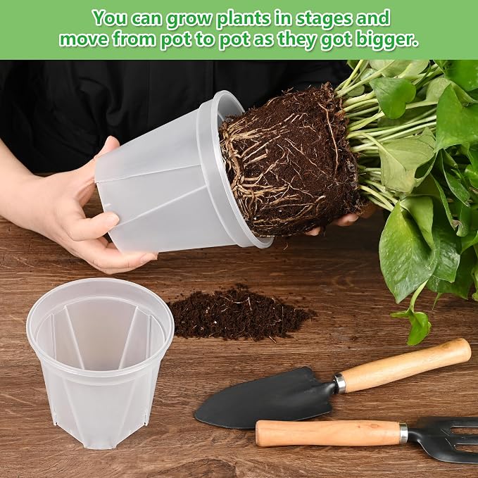 5 Set 7 Inch Transparent Plastic Garden Pots - Image 3
