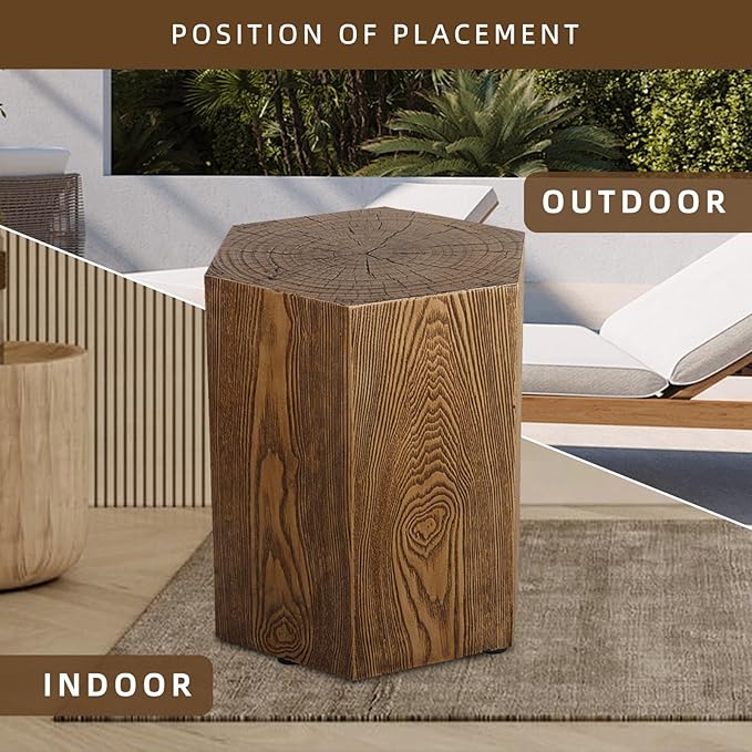 Afterglow Outdoor Hexagonal Side Table, Terrafab Material Natural Decorative - Image 5