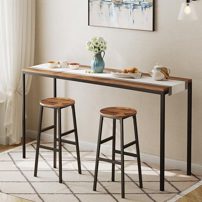 Bar Stools, 28 Inch Kitchen Breakfast Bar Chairs, Industrial Bar Stools - Image 7
