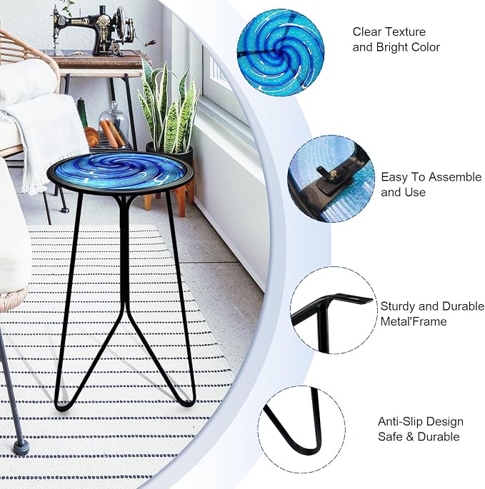 LIFFY Patio Side Table, Small Round End Table, Metal Side Table Outdoor - Image 5