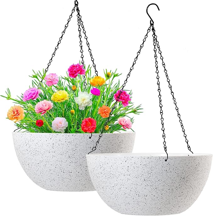 WOUSIWER 13 inch 2Pack Large Hanging Planters by WOUSIWER