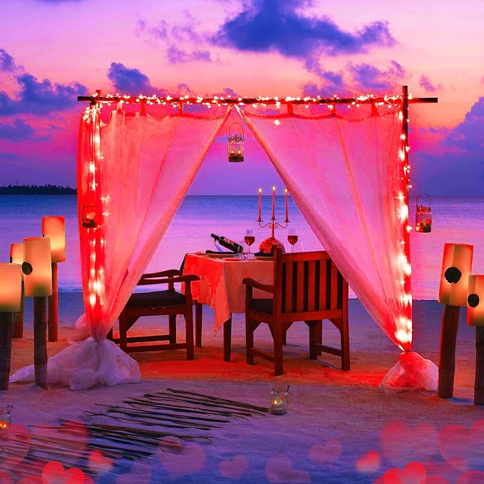JMEXSUSS 4 Pack 400 LED 132FT Red Solar Fairy Lights Outdoor Waterproof - Image 4
