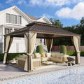 YOLENY 12' x 16' Gazebo, Galvanized Steel Double Roof Hardtop Gazebo by YOLENY