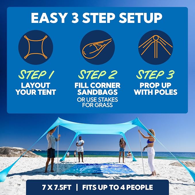 Sun Ninja Beach Tent Sun Shelter UPF50+ - Image 4