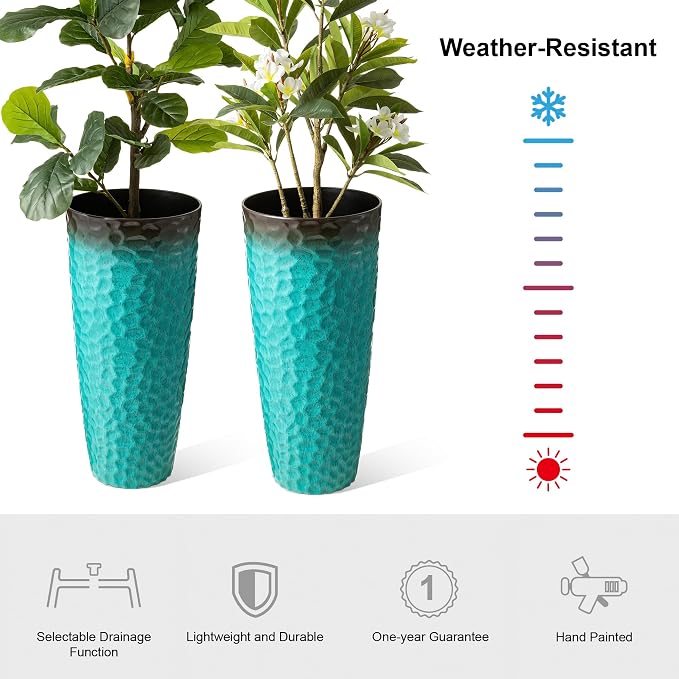 Glitzhome 31" H Oversized Tall Planter, Round Large Flower Pots - Image 3