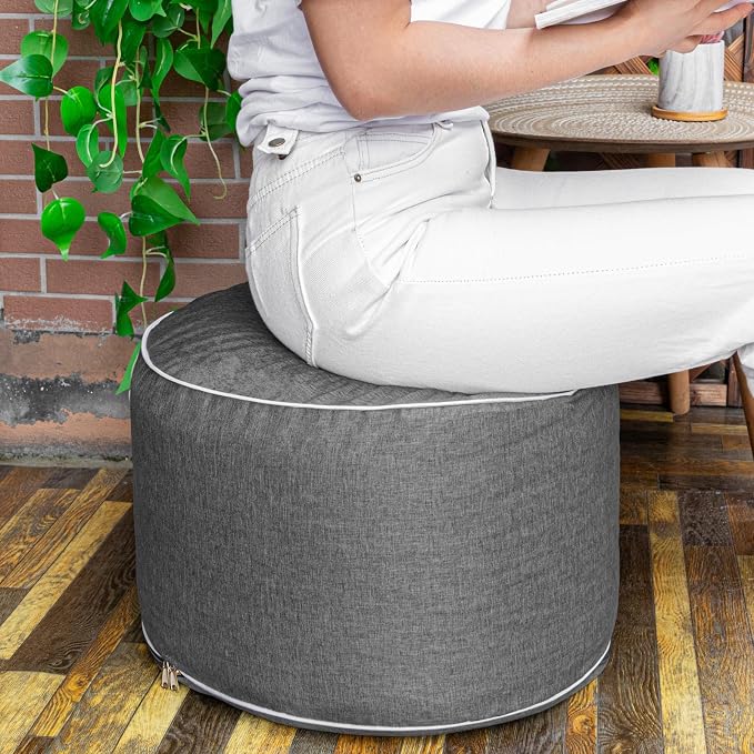 Outdoor Indoor Foam Stuffed Ottoman All Weather Waterproof Round Ottoman - Image 7