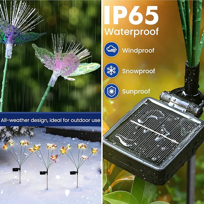 Solar Garden Lights, Swaying Butterfly Lights Outdoor Decorative, Pathway - Image 3
