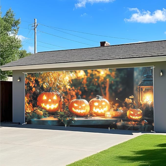 ANNA QUEEN Halloween Pumpkin Garage Door Banner 6 x 13FT, Glowing - Image 8
