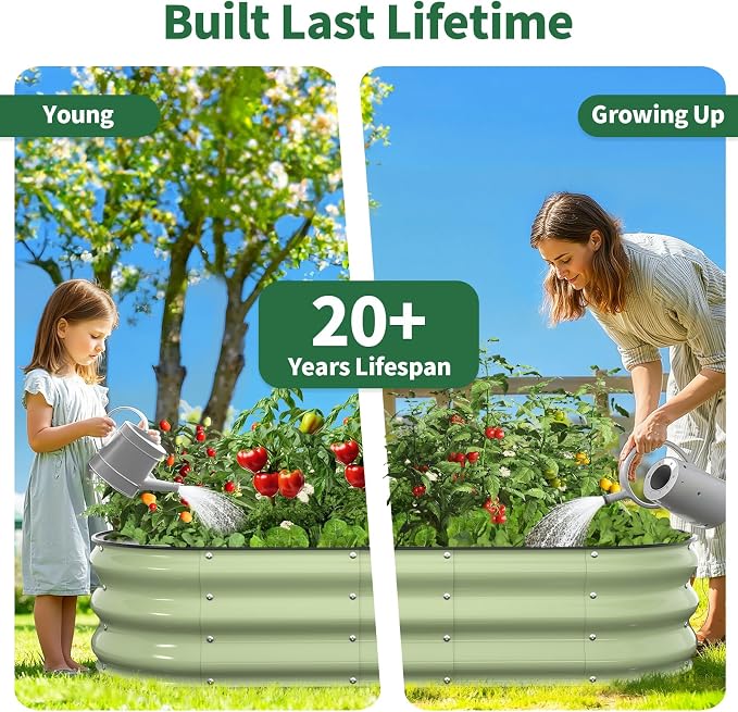 Kesfitt Raised Garden Bed, Oval Open-Bottom Design, 12-Inch Deep - Image 9