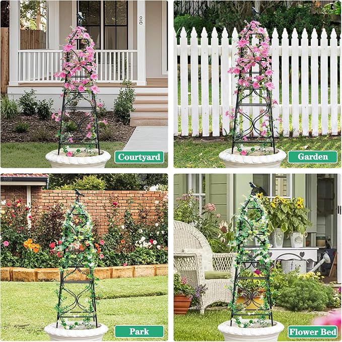 aboxoo Set of 2 Packs Sturdy Metal Garden Obelisk Trellis - Image 7