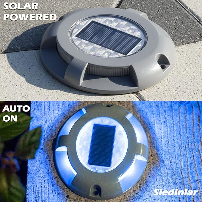 SIEDiNLAR Solar Deck Lights Driveway Dock Light LED Solar Powered Outdoor - Image 2