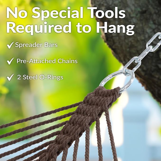 Sunnydaze Cotton Rope Hammock for Outside - Image 4