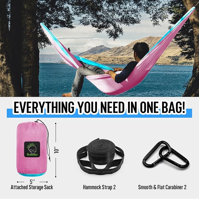 Grassman Camping Hammock Double & Single Portable Hammock - Image 3