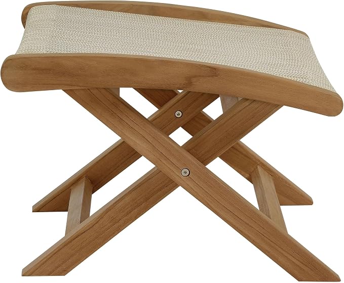 Modway Vienna Outdoor Patio Teak Wood Folding Ottoman in Natural Natural - Image 7