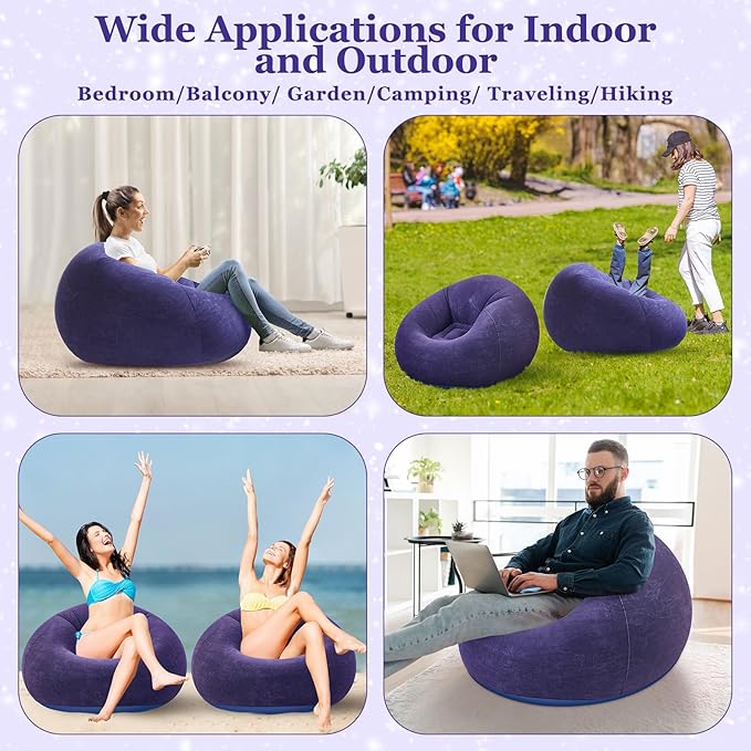 Realspring Inflatable Bean Bag Chairs Outdoor Blow up Camping Chairs Inflatable - Image 3
